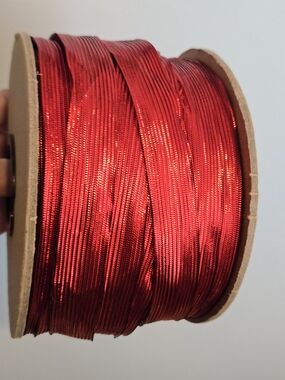 Jumbo Red Vintage Shiny Metallic Red Ribbon Spool